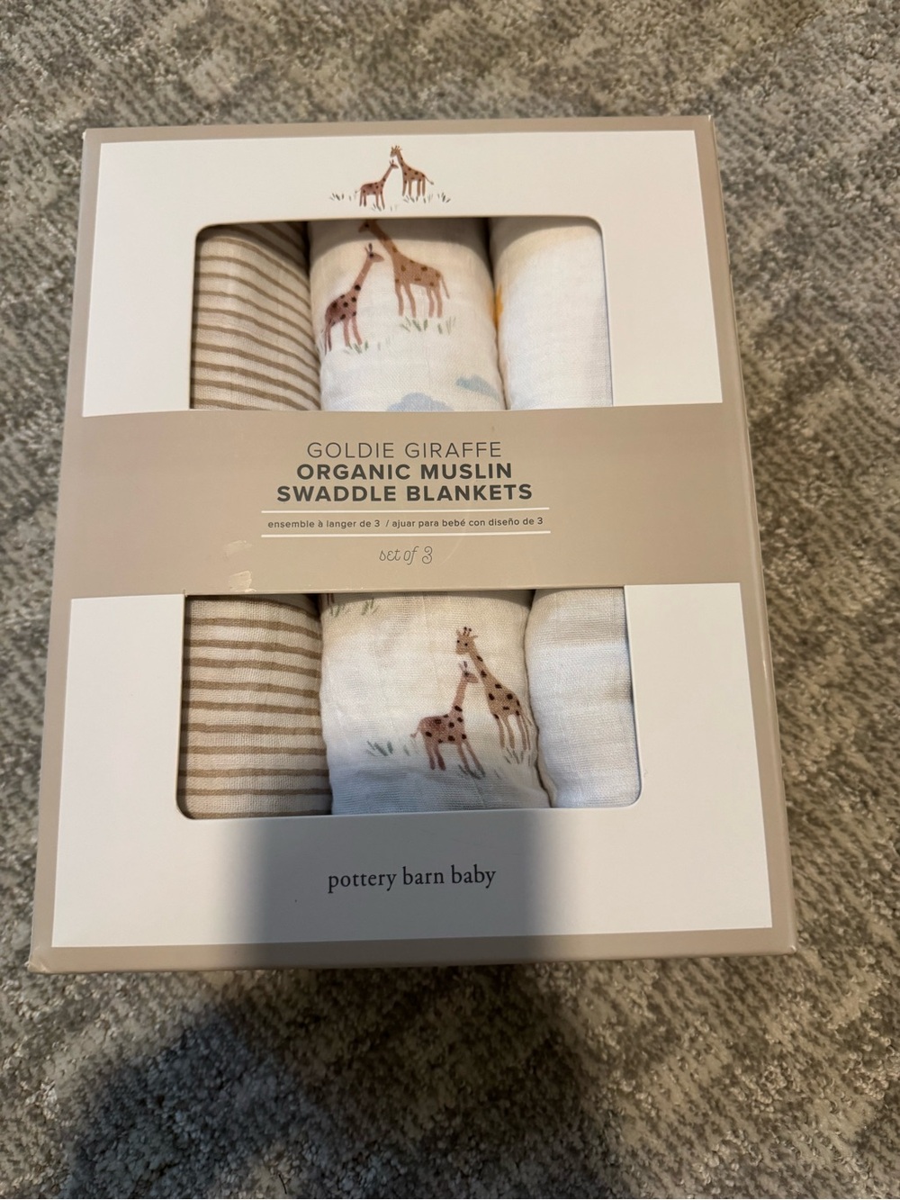 NWT pottery barn 3 swaddle blankets